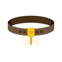 Brown leather dog collar with golden buckle and bone pendant vector