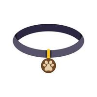 Dog collar with paw print tag hanging on white background vector