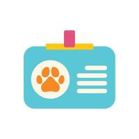 Blue pet id card with orange paw print showing belonging vector