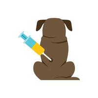 Brown dog getting vaccine injection on white background vector
