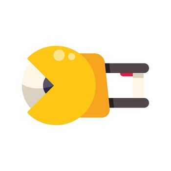 Yellow robot head moving right with mouth open wide vector