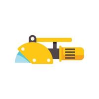 Yellow angle grinder cutting something with rotating disc blade vector