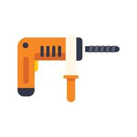 Orange rotary hammer drill with bit for construction works vector