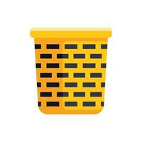 Empty yellow laundry basket with black stripes isolated on white background vector