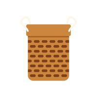 Empty wicker basket standing on white background vector