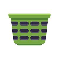 Green empty laundry basket standing up on white background vector
