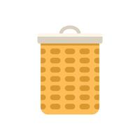 Empty wicker laundry basket with lid closed standing upright vector
