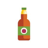 Glass bottle containing sparkling apple cider with green label vector
