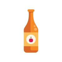 Glass bottle containing apple juice with apple on label vector