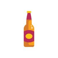Glass beer bottle with blank label standing on white background vector