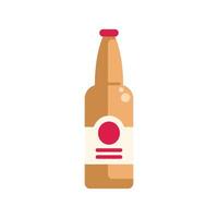 Glass bottle of beer with blank label standing on white background vector