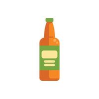 Amber glass beer bottle with blank green label featuring a generic brand vector