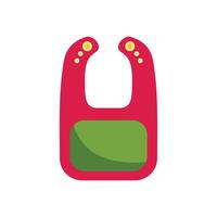 Red baby bib with green pocket for keeping clothes clean vector
