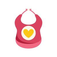 Pink baby bib with yellow heart for girls or boys vector