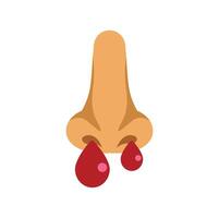 Nose bleeding with blood drops flowing from nostrils medical concept illustration vector