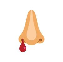 Human nose bleeding with a drop of blood dripping down illustration vector