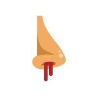 Human nose bleeding with blood dripping down isolated on white background vector
