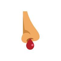 Human nose bleeding with a drop of blood falling down vector