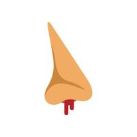 Human nose bleeding with blood dropping down in flat style design vector