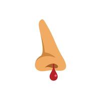 Human nose bleeding with a drop of blood falling down vector