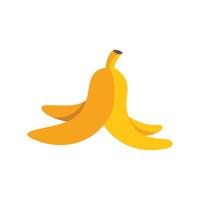 Yellow banana peel lying open on white background vector
