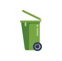 Green wheelie bin open lid recycling waste container vector