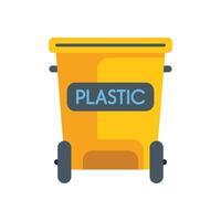 Yellow plastic waste container with wheels for garbage collection vector
