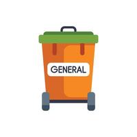 Orange general waste container bin standing on white background vector