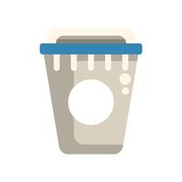 Disposable paper coffee cup with plastic lid and blank label vector
