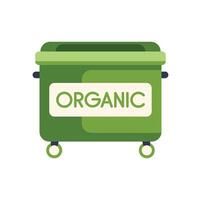 Green wheeled container promoting organic waste sorting for composting vector
