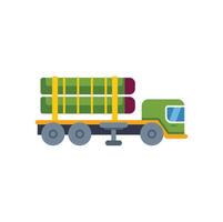 Logging truck transporting wood logs on a trailer vector