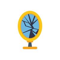 Round broken mirror with sharp shards reflecting light vector