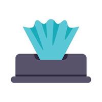 Blue wavy paper facial tissue coming out of gray rectangular box vector