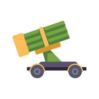 Powerful military rocket launcher system aiming at the sky on wheels vector