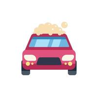 Red car covered in soap suds getting a wash vector