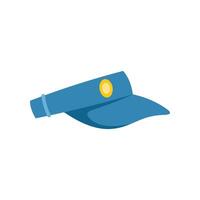 Blue peaked cap with badge showing side view vector