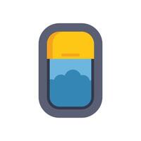 Airplane window showing clouds from passenger seat vector