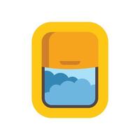 Airplane window showing blue sky with clouds vector