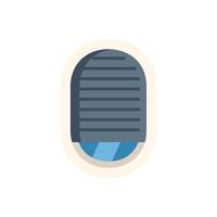 Airplane window with closed sunshade showing blue sky vector