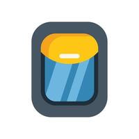 Airplane window closed showing sunshade pulled down flat icon vector