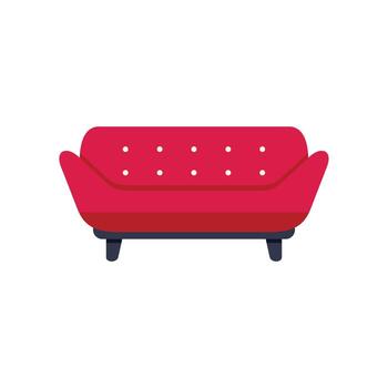 Red sofa with buttons upholstery standing on white background vector