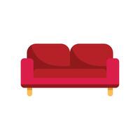 Red sofa comfortable couch furniture for living room interior design element vector
