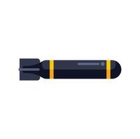 Black torpedo underwater weapon missile launching warhead military explosive device vector