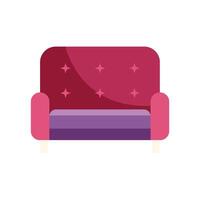 Comfortable red sofa standing on tiny legs vector