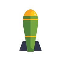 Big green atomic bomb standing on concrete base vector