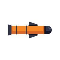 Orange rocket flying with black nose and fins vector