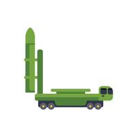 Mobile ballistic missile launcher truck with nuclear warhead standing ready to launch vector