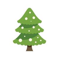 Green christmas tree covered with snowballs standing on white background vector