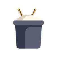 Big cup of coffee with whipped cream and two straws being served vector