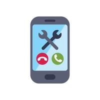 Smartphone displaying technical support hotline with crossed wrenches and phone icons vector